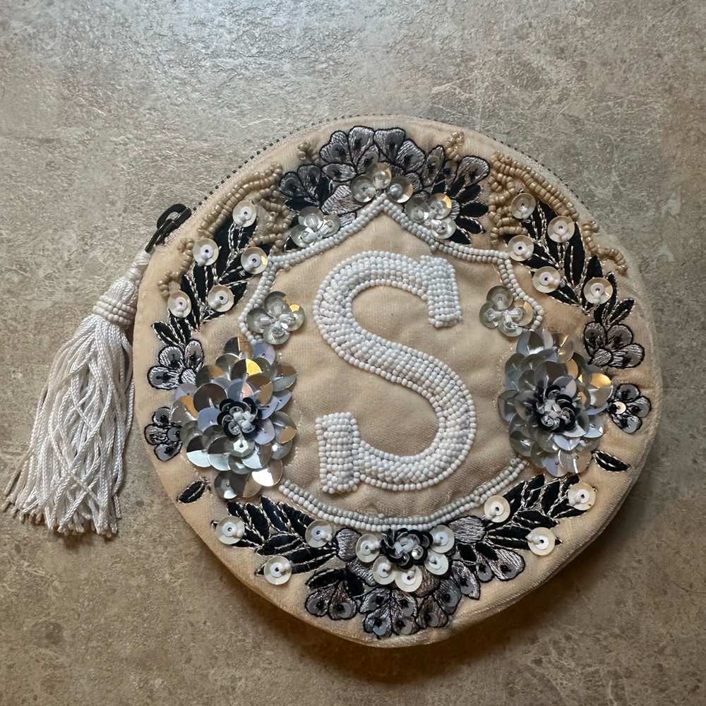 Anthro Monogram Embellished S Pouch